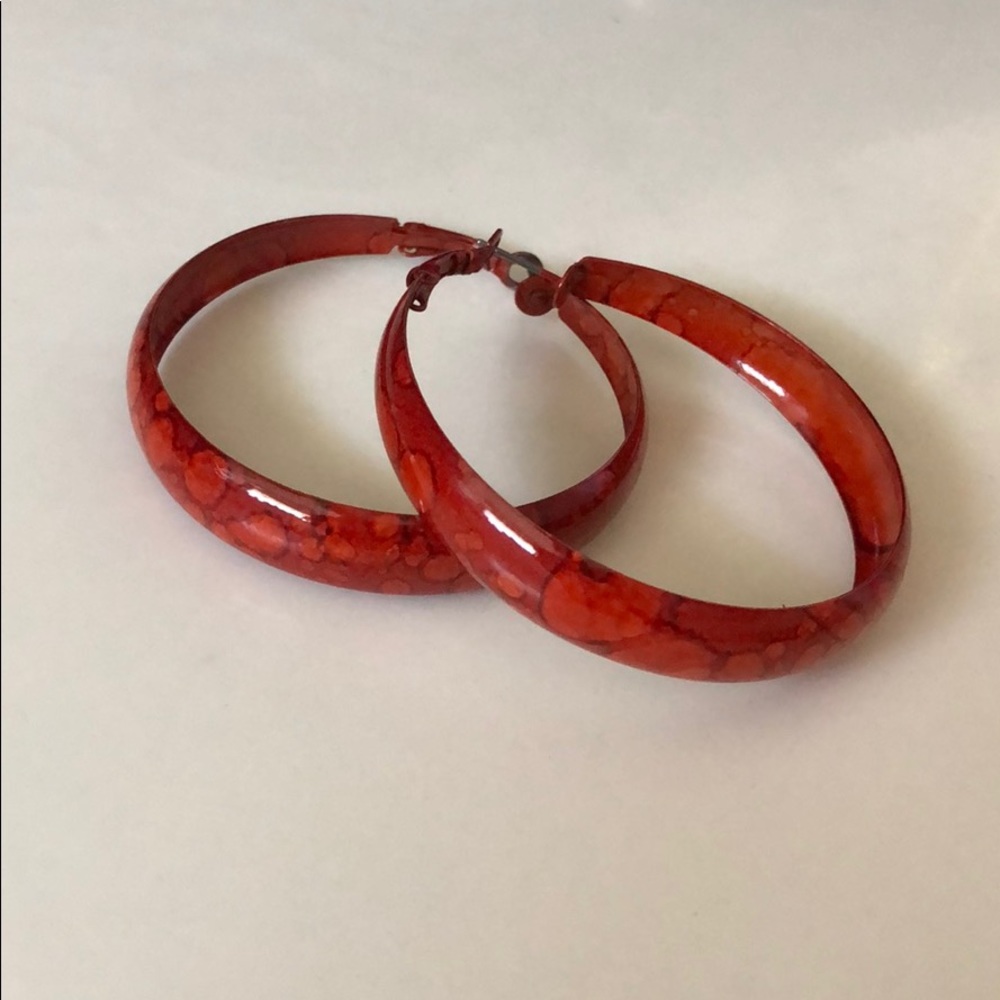Red Hoop Earrings